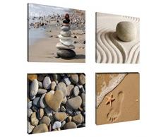 YUHT Leinwandbilder，Bilder Landschaft ，Wandbilder - Wanddekoration，Kunstdruck，Vlies Leinwandbild，Romantisches Strandthema 4 Panels, Modern Sea Beach Artwork Ocean für Hauptdekorationen, Colourful