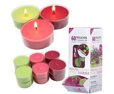 Smart-Planet® Kerzen Ambiente - 60 Stück Duft Teelichter Teelicht Set im Spender Waldbeeren - transparente Hülle - 4 Stunden Lange Brenndauer