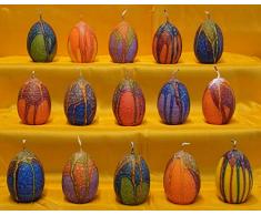 Eikerzen Pop mit fantasievollen bunten Glasuren, 15 Stk. Handgestaltete Osterkerzen, klein, Höhe 6,2 cm