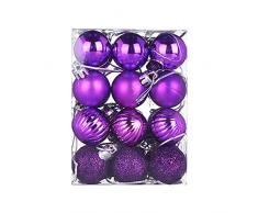 Battnot Weihnachtskugeln 100 teilig 24 teilig 30/60mm Christbaumkugeln Set Weihnachtsbaumschmuck Christbaumschmuck Weihnachtsbaum Kugel Dekoration hängende Hausparty Christmas Xmas (Lila, 24)