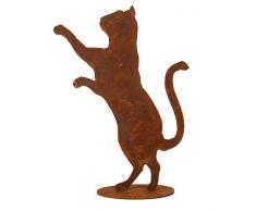 Rostiges Gartentier - Edelrost Tier: Stehende Katze auf Platte - Höhe 50cm - Rost Dekoration/Dekokatze/Katzendekoration