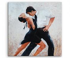Paul Sinus Art Quadratische Fotoleinwand 90x90cm Digitales Gemälde – Tangotänzer mit Weißem Hintergrund auf Leinwand Exklusives Wandbild Moderne Fotografie für Ihre Wand in Vielen Größen