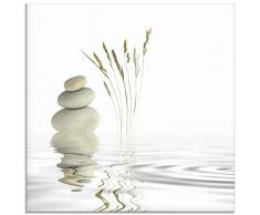 Artland Glasbilder Wandbild Glas Bild einteilig 30x30 cm Quadratisch Asien Wellness Entspannung Spa Zen Steine Gräser Reflektion T5VB