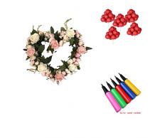 FLAMEER Tütkranz/Wandkranz/Dekokranz mit Herzform + Latex Ballon als Wohnkultur und Fotografie Requisiten