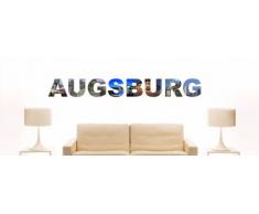 Wandtattoo farbige Wandschrift Städtename Augsburg mit Sehenswürdigkeiten 40 x 5 cm Länge