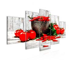 Bilder Küche - Gemüse Wandbild 200 x 100 cm Vlies - Leinwand Bild XXL Format Wandbilder Wohnzimmer Wohnung Deko Kunstdrucke Blau Grau 5 Teilig - MADE IN GERMANY - Fertig zum Aufhängen 005851b