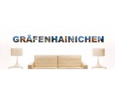 Wandtattoo farbige Wandschrift Städtename Gräfenhainichen mit Sehenswürdigkeiten 80 x 7 cm Länge
