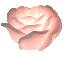 Dekojohnson - LED Echtwachs Kerze - Rosa Rose 12cm - Blumen-Kerze mit beweglicher Flamme Warm-Weiß Timer-Funktion - Deko-Idee