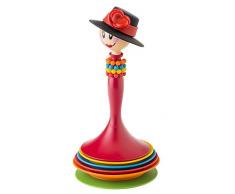 VIGAR Dolls Evelyn Weinset 4 Glasmarkierer Silikon mit 4 Glasuntersetzer, ABS, Rojo, Negro, Azul, Amarillo, Naranja, Centimeters