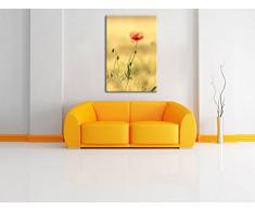 rote Blumen im Feld Tulpen Gemälde, Format: 100x70 auf Leinwand, XXL riesige Bilder fertig gerahmt mit Keilrahmen, Kunstdruck auf Wandbild mit Rahmen, günstiger als Gemälde oder Ölbild, kein Poster oder Plakat