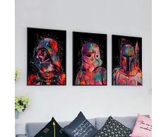 JJH DIY ölgemälde by Zahlen kit für Erwachsene anfänger triptychon Foto Raum wanddekoration Star Wars Bilder leinwand acrylfarben 40x50 cm rahmenlose 3 Teile/Satz