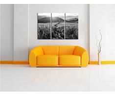 Reisfeld Plantage in Asien Kunst B&W 3-Teiler Leinwandbild 120x80 Bild auf Leinwand, XXL riesige Bilder fertig gerahmt mit Keilrahmen, Kunstdruck auf Wandbild mit Rahmen, gänstiger als Gemälde oder Ölbild, kein Poster oder Plakat
