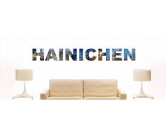 Wandtattoo farbige Wandschrift Städtename Hainichen mit Sehenswürdigkeiten 80 x 9 cm Länge