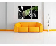 Mann spielt auf E-Gitarre schwarz/weiß 3-Teiler Leinwandbild 120x80 Bild auf Leinwand, XXL riesige Bilder fertig gerahmt mit Keilrahmen, Kunstdruck auf Wandbild mit Rahmen, günstiger als Gemälde oder Ölbild, kein Poster oder Plakat