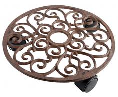Esschert Design Pflanzenroller, Blumenroller aus Gusseisen, rund, Größe S, ca. Ø ca. 29 cm