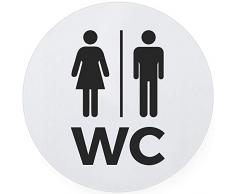 Bamodi XXL WC Schild selbstklebend - Toilettenschild Damen und Herren - Eindeutiges und einfach anzubringendes Toilettenschild WC Aluminium rund