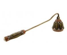 Vintage Blätter mit Grün Emaille braun Metall Kerzenlöscher 19x 3,7x 3,7cm