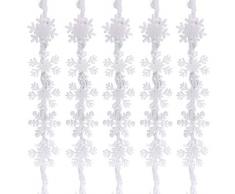 BUONDAC 5 STK Schneeflocken Girlande Dekoration weiß Schneesterne Weihnachten Weihnachtsdeko Fenster Weihnachtsbaum Anhänger Fensterdeko Weihnachtsschmuck