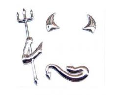 3D Chrom Auto Aufkleber Car Sticker selbstklebend wetterfest Auto KFZ Deko Teufel Devil silber