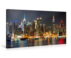 nobrand Premium Leinwand Kunstdruck Manhattan Nacht Groß New York Cityscape Wandkunst Dekor Moderne Galerie Kunstwerk Leinwand Bild 60x120cm (23,6x47,2 Zoll) Kein Rahmen