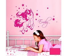 ilka parey wandtattoo-welt Wandtattoo springendes Einhorn Sternen Wunschnamen Wandaufkleber Aufkleber M2091 ausgewählte Farbe: *pink* ausgewählte Größe: *XL - 147cm breit x 94cm hoch*
