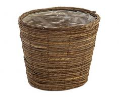 Franz Müller Flechtwaren Übertopf rund, Palmblatt braun gedreht, mit Folie, 27x27x22 cm