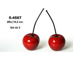 DonRegaloWeb, Set mit 2 Keramik-Figuren von Kirschen in Rot