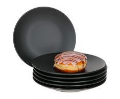 MamboCat Leopard Lampart Nero 6-TLG. Kuchenteller Set Schwarz I Ø 20,5 cm I Frühstücksteller I Steingut