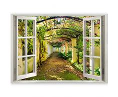 murando - 3D WANDILLUSION 140x100 cm Wandbild - Fototapete - Poster XXL - Fensterblick - Vlies Leinwand - Panorama Bilder - Dekoration - Meer Strand Dünen