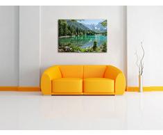 Wunderschöner See im Wald Format: 120x80 auf Leinwand, XXL riesige Bilder fertig gerahmt mit Keilrahmen, Kunstdruck auf Wandbild mit Rahmen, günstiger als Gemälde oder Ölbild, kein Poster oder Plakat