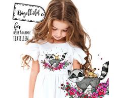 ilka parey wandtattoo-welt® Bügelbilder Applikation Waschbär mit Häschen Bügelbild Bügelmotiv Aufbügelbilder für Mädchen bb105