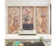 XUNZHAOYH 3D Wallpaper Wandbild,Custom Wallpaper 3D Europäische Retro Style Vase Ölbild Wohnzimmer Tv Storefront Hintergrund Wandmalerei 3D Wandbild,200(B) X100Cm(H)(6.5X3.2) Ft
