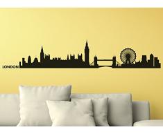 Wandora Wandtattoo Skyline London I schwarz (BxH) 100 x 19 cm I Wohnzimmer selbstklebend Sticker Aufkleber Stadt Städte der Welt Wandsticker Wandaufkleber W1366