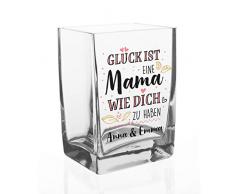 Herz & Heim® Moderne Glasvase mit Kompliment für Mama - die beste Geschenkidee zum Muttertag
