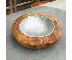 Exotischerleben Handgefertigte Teak Wurzelholzschale 30cm | Innenauskleidung Aluminium | Teakschale aus massivem Wurzelholz | Perfekt als Obstschale Teak Holz | Wurzelholzschalen | Natur Unikat Schale