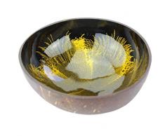 Batriozo Hochwertige Dekoschale - Echte Kokosnuss Schale - Edles Design - 100% Handarbeit - Vielseitig Einsetzbar - Buddha Bowl - Unikat - Gelb