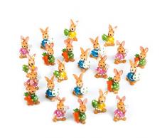 Logbuch-Verlag 22 Mini Osterhasen Figuren BUNT Osterhäschen zum Hinstellen 3 cm give-Away Osterdeko Geschenk klein give-Away Kunden Kollegen Kinder