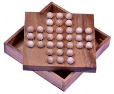 Solitär - Solitaire - Denkspiel - Knobelspiel - Geduldspiel - Logikspiel aus Holz mit Kugeln