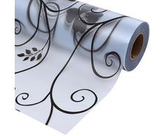 OUNONA Mattglas-Fenster-Aufkleber-Fenster-Film-Streifen Privatleben-Fenster-Film-Selbstklebende Schwarz-Blumen-Blume Glas-Film-Abziehbilder f¨¹r Badezimmer-Schlafzimmer-B¨¹ro-K¨¹Che 45x100cm