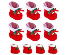 hootecheu 20 Stück Nikolausstiefel zum Befüllen Weihnachtsdeko Rot Klein Plüsch Stoff Weihnachtsstiefel Set Adventskalender Kinder Bonbons Süßigkeiten Weihnachtssocken