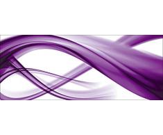 Artland Glasbilder Wandbild Glas Bild einteilig 125x50 cm Querformat Moderne Kunst Abstrakt Modern Rauch Welle Lila Violett S7MV