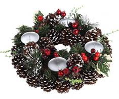 made2trade Adventskranz mit natürlicher Deko und Kerzenhaltern - Schnee