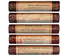 Tibetische Räucherstäbchen 5er Set Lord Buddha-Amber-Musk-Jasmine-Snowlion
