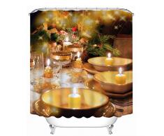 HU0QWPKU Weihnachtsbaumkerze Duschvorhang Umweltschutz Stoff Multifunktions waschbar Toilettenwand Vorhang antibakterielle Bad Bildschirm,180x180cm