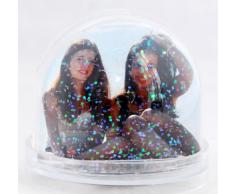 50001 Foto-Schneekugel groß mit Sockel transparent und Glitzer