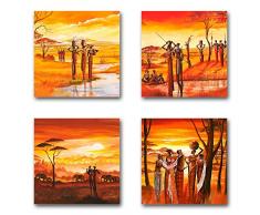 Mia Morro Afrika Bilder Set C, 4-teiliges Bilder-Set jedes Teil 29x29cm, Seidenmatte Optik auf Forex, Moderne schwebende Optik, UV-stabil, wasserfest, Kunstdruck für Büro, Wohnzimmer, XXL Deko Bild