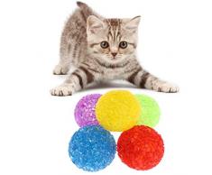 Jiamins 5er-Set Spielball aus Kristall mit Glocke für Katzen, Spielball, Spielzeug, Ball, Katzenspielzeug