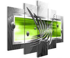 decomonkey Bilder Abstrakt 225x100 cm XXL 5 Teilig Leinwandbilder Bild auf Leinwand Wandbild Kunstdruck Wanddeko Wand Wohnzimmer Wanddekoration Deko 3D grün grau