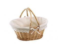 Kobolo Praktischer Weidenkorb mit Klapphenkeln und Textilfutter