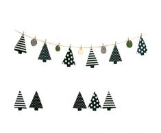 OULII Weihnachten Bunting Banner Weihnachtsbaum Girlande Flagge mit Holz Klammer Party Weihnachtsdekoration